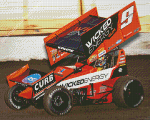 Orange Sprint Car Racing Diamond Paintings