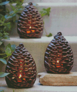 Pinecone Tealight Lantern Diamond Paintings