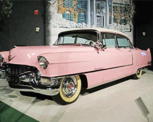 1950s Pink Cadillac Car Diamond Paintings