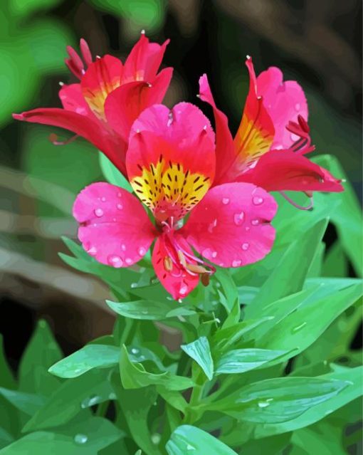 Pink Alstroemeria Diamond Paintings