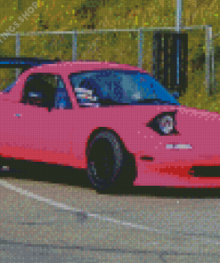 Pink Mazda Miata Diamond Paintings