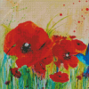 A Bluebird and Poppies Diamond Paintings