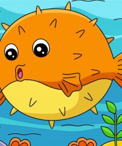 Pufferfish In Ocean Cartoon Diamond Paintings