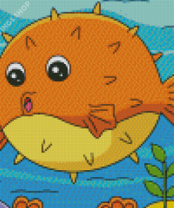 Pufferfish In Ocean Cartoon Diamond Paintings
