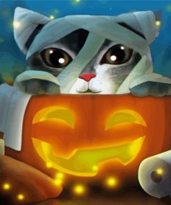 Pumpkin Halloween Cat Art Diamond Paintings