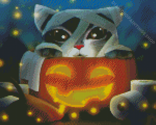 Pumpkin Halloween Cat Art Diamond Paintings