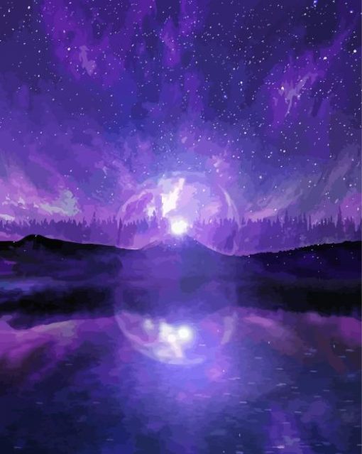 Purple Fantasy Starry Sky At Night Diamond Paintings