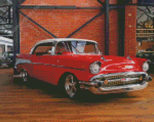 Red 1957 Chevy Car Diamond Paintings