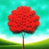 Red Tree Landscape Diamond Paintings