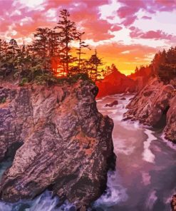 Incredible Oregon Sunset At The Coast Diamond Paintings