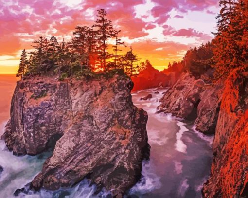 Incredible Oregon Sunset At The Coast Diamond Paintings