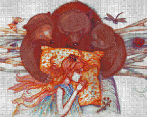 Three Bears With Sleeping Girl Diamond Paintings