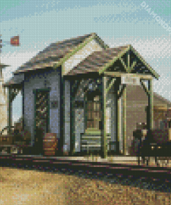 Train Station Western Buildings Diamond Paintings