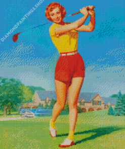 Vintage Golf Lady Diamond Paintings