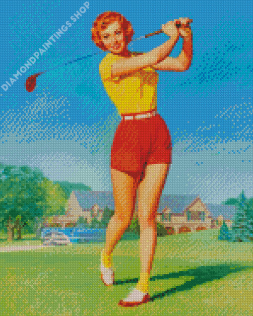 Vintage Golf Lady Diamond Paintings