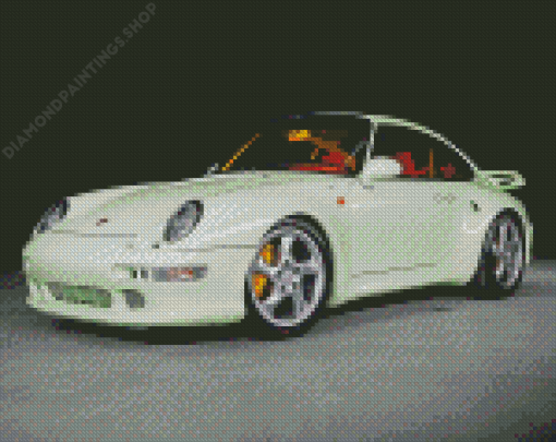 White Porsche 911 Turbo Diamond Paintings