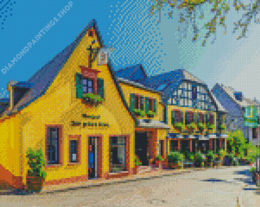 Yellow German Houses Diamond Paintings