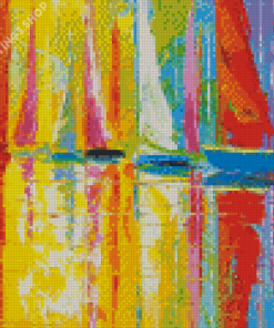 Abstract Colorful Sailboats Diamond Paintings