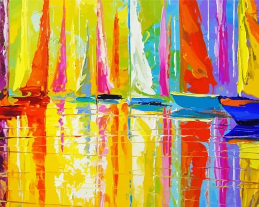 Abstract Colorful Sailboats Diamond Paintings