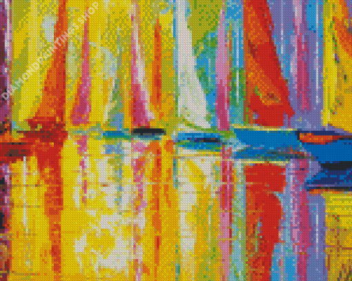 Abstract Colorful Sailboats Diamond Paintings