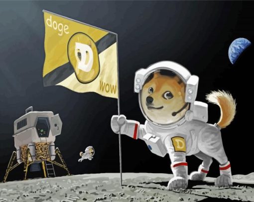 Astronaut Dog In Space Diamond Paintings