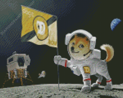 Astronaut Dog In Space Diamond Paintings
