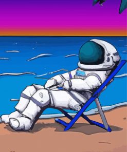 Astronaut In Beach Diamond Paintings