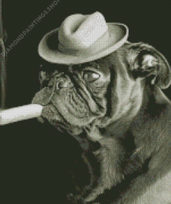 Black And White Bulldog Smoking Cigar Diamond Paintings