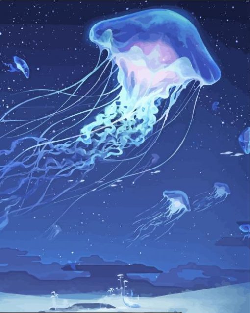 Blue Galaxy Jellyfish Diamond Paintings