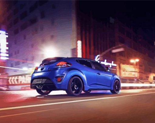 Blue Hyundai Veloster Diamond Paintings