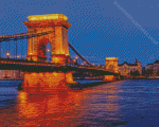 Budapest Evening Bridge Diamond Paintings