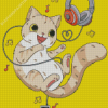 Cat With Headphones Music Diamond Paintings