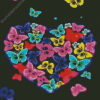 Colorful Heart Shape Butterflies Diamond Paintings