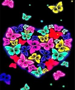 Colorful Heart Shape Butterflies Diamond Paintings