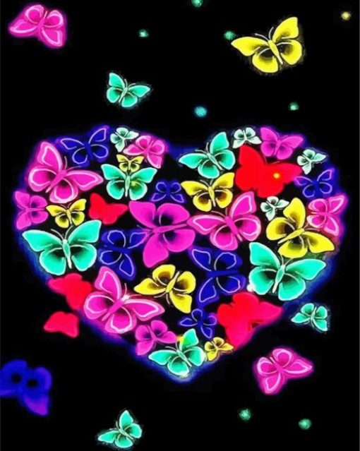 Colorful Heart Shape Butterflies Diamond Paintings