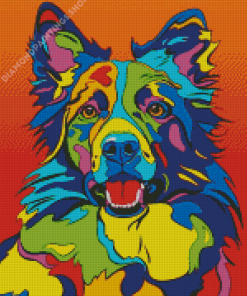 Colorful Border Collies Dog Diamond Paintings