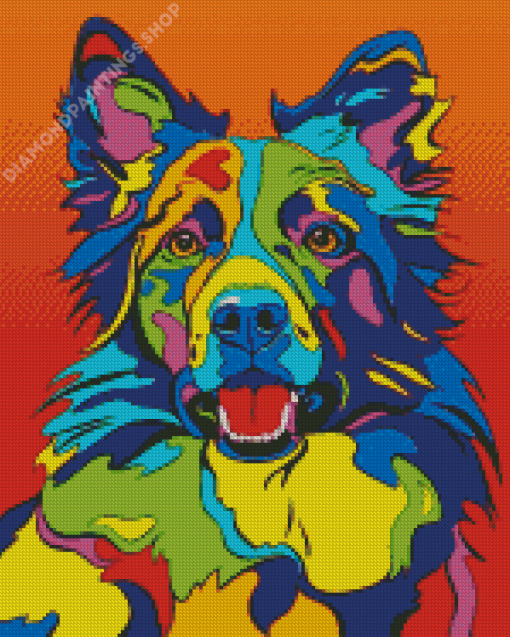 Colorful Border Collies Dog Diamond Paintings