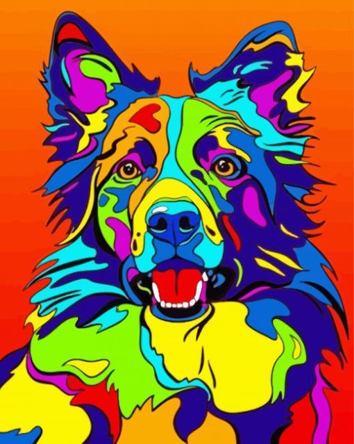 Colorful Border Collies Dog Diamond Paintings