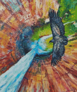Eagle With Waterfall Falls Art Diamond Paintings