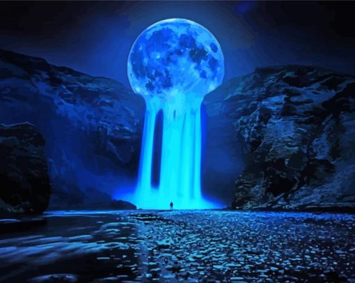 Fantasy Moonlight Waterfall Diamond Paintings