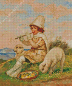 Girl With Sheep Diamond Paintings