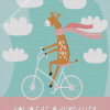 Illustration Giraffe On A Bike Diamond Paintings