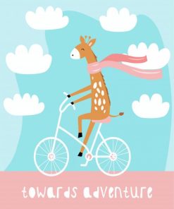 Illustration Giraffe On A Bike Diamond Paintings