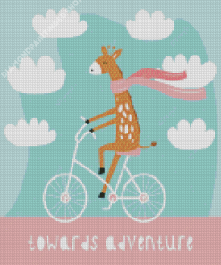 Illustration Giraffe On A Bike Diamond Paintings