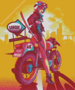 Illustration Motorcycle Girl Diamond Paintings