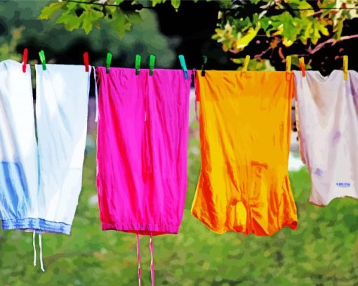 Laundry On Clothesline Diamond Paintings