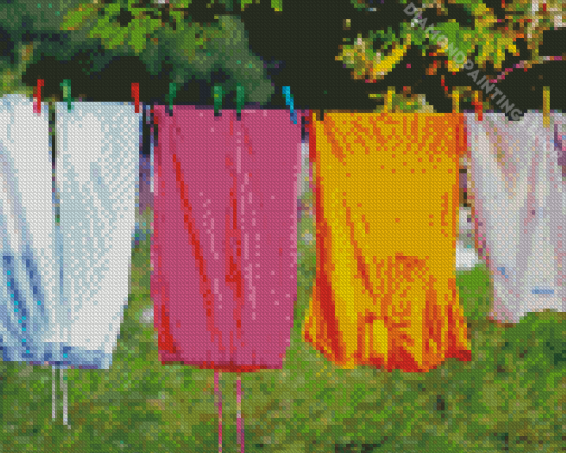 Laundry On Clothesline Diamond Paintings