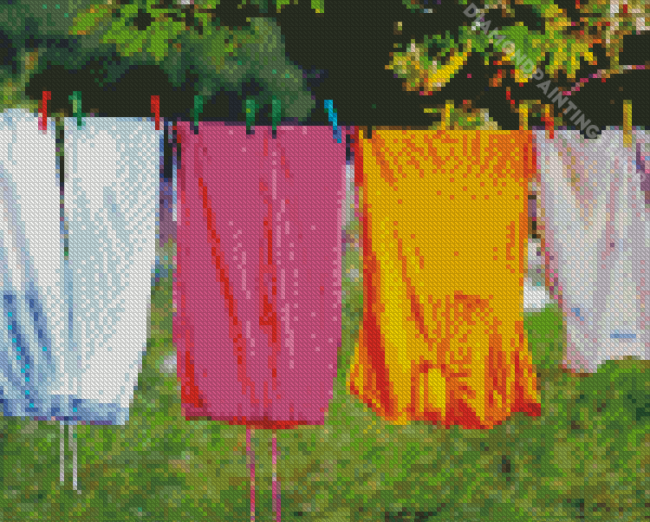 Laundry On Clothesline 5D Diamond Paintings