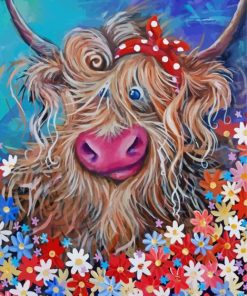 Messy Floral Cow Diamond Paintings