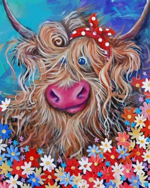 Messy Floral Cow Diamond Paintings